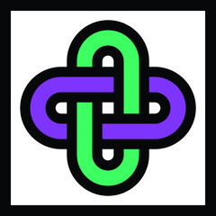 celtic knot green and purple color, vector illustration 