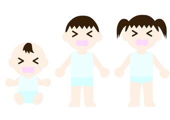 泣いている下着姿の子供