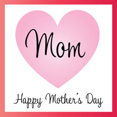 Happy Mothers Day pink gradient heart graphic