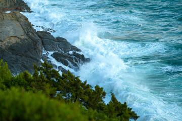 Fototapeta premium seascape with rocks and stormy weather
