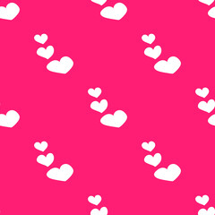 Vector seamless pattern with white hearts on a pink background. Cute texture for Valentine's Day, wedding, romantic date. Great print for women's blouses, bed linen, children's clothing.