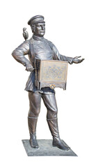 Man with a barrel organ and a parrot