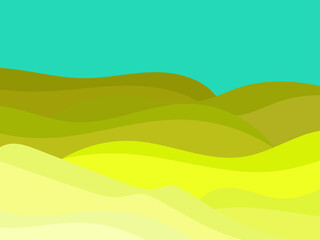 Obraz premium Natural landscape in a minimalistic style. Plains and mountains, fields and meadows. Typographic boho decor for prints, posters and interior design. Mid Century modern decor. Vector illustration