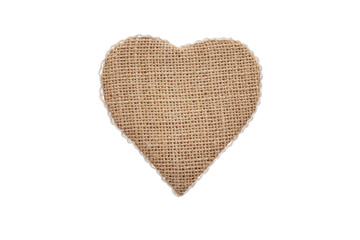 Handmade jute canvas heart Saint Valentine's Day holiday gift.