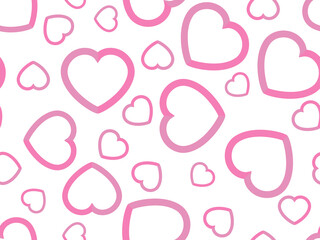 Hearts seamless pattern for Valentine's day. Hearts on a white background. For printing on paper, advertising materials and fabric. Vector illustration