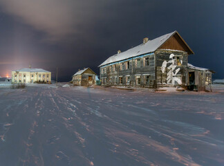 Fototapeta na wymiar Abandoned houses in Teriberk. Murmansk region. Russia