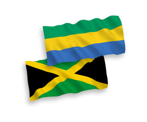 Flags of Jamaica and Gabon on a white background