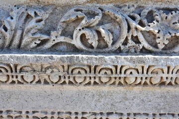 Marble decorative element from buildings in the ruins of Roman ancient city Sagalassos, Burdur Turkey.