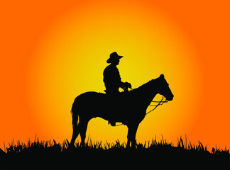Fototapeta na wymiar cowboy riding horse