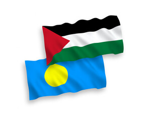 Flags of Palau and Palestine on a white background