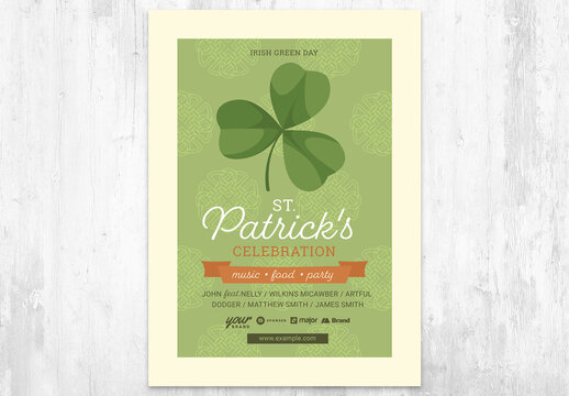 St. Patrick's Day Flyer Celerbation with Clover Shamrock
