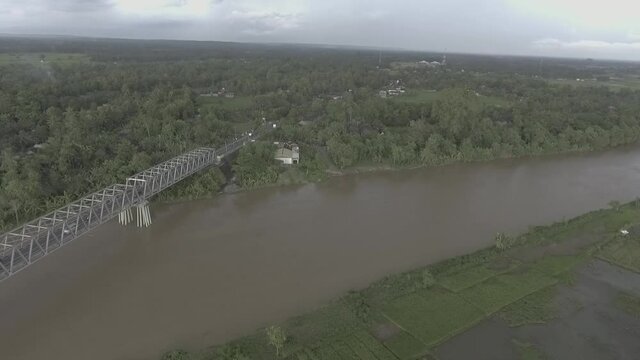 aerial drone view of the river bantul yogyakarta