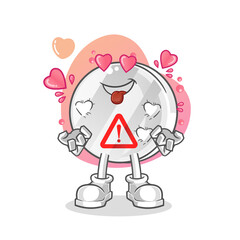 warning sign fallin love vector. cartoon character