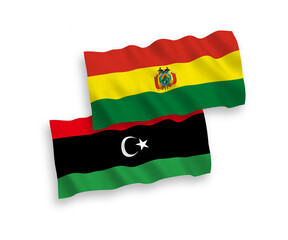 Flags of Bolivia and Libya on a white background
