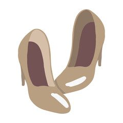 Pair of women's shoes isolated on white background. Hand drawn vector illustration. Colored cartoon doodle. Single drawing of accessory. Element for design, print, sticker, postcard, decoration, wrap.