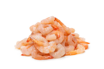 Frozen shrimps background. Top view.