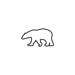 Black silhouette of polar bear. vector flat icon isolated on white