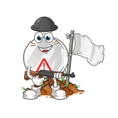 warning sign army character. cartoon mascot vector