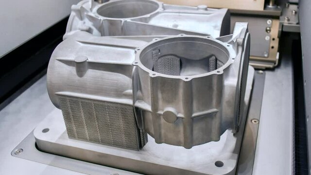 A model created in a laser sintering machine close-up.