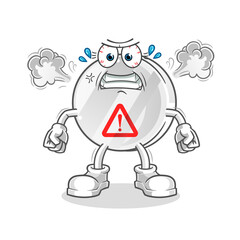 warning sign very angry mascot. cartoon vector
