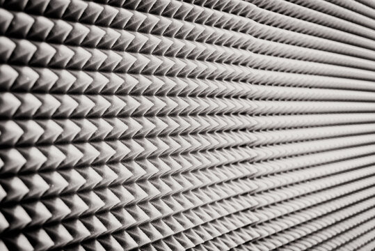 Close Up Sound Absorption, Noise Reduction Texture In Recorder Room ,with Light Flare