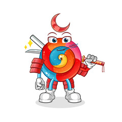 Fototapeta na wymiar lollipop samurai cartoon. cartoon mascot vector