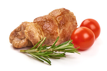 Baked meat rolls, isolated on white background