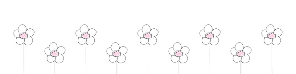 Flowers background. Flowers for banners, posters or web. Flowers pattern. Hand drawn flowers. Minimalistic flowers pattern. Vector illustration