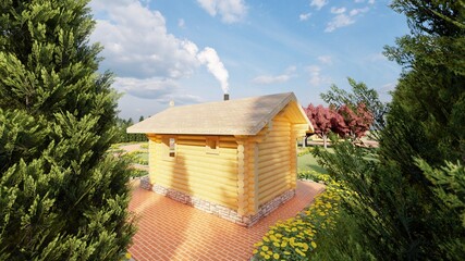 tiny house, wooden house, wooden bathhouse, деревянная баня из оцилиндрованного бревна, wooden home