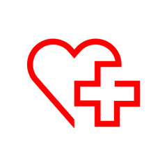 Obraz premium Abstract heart shape for valentine. Vector illustration. Red heart outline icon in flat style. The heart as a symbol of love.