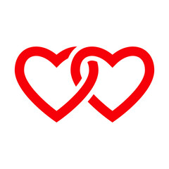 Abstract heart shape for valentine. Vector illustration. Red heart outline icon in flat style. The heart as a symbol of love.