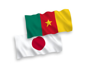 Flags of Japan and Cameroon on a white background