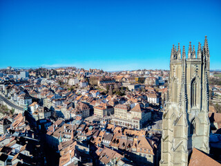 Stadt Fribourg, Poya und Zaehringen brücke, Schweiz , Winter	