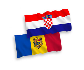 Flags of Moldova and Croatia on a white background