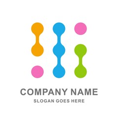 Circle Dots Digital Link Connection Business Company Stock Vector Logo Design Template