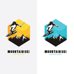 vector illustration of ski logo design,ski silhouette