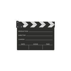 Clapper board icon in flat style. Movie, cinema, film symbol concept. Director clapboard. Filmmaking device.