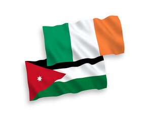 Obraz premium Flags of Ireland and Hashemite Kingdom of Jordan on a white background