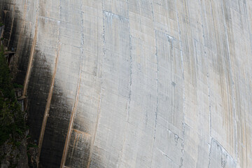 Close-up detail of Emosson hydroelectric dam concrete wall
