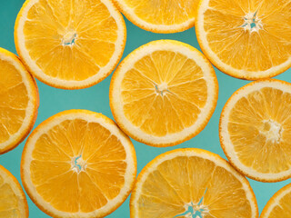 Closeup slice of orange fruit background,pattern background