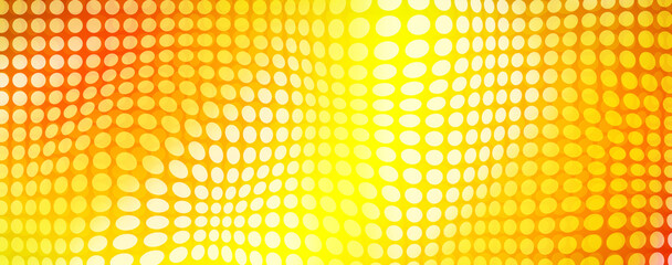 Panoramic vivid color abstract yellow orange glowing abstract dot background, Digital futuristic dots minimal background