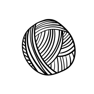 Yarn ball for knitting and crochet in cartoon style