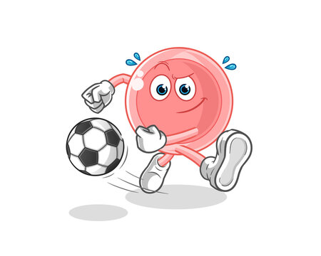 ovum kicking the ball cartoon. cartoon mascot vector