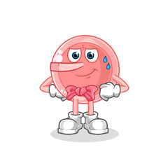 ovum lie like Pinocchio character. cartoon mascot vector