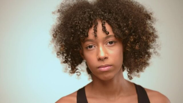 Young black woman portrait in studio