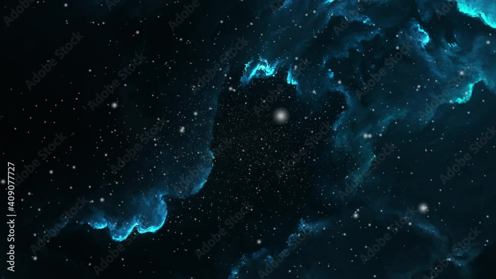 Wall mural bluish nebula clouds hovering in the universe