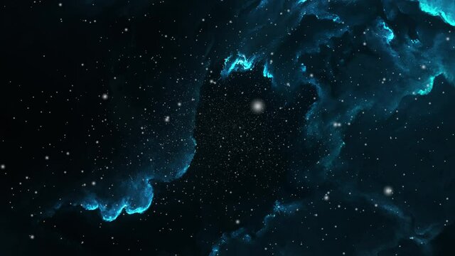 bluish nebula clouds hovering in the universe