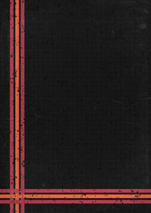A retro 1970's or 1980's dark graphic background design for use as a product, poster or flyer background with orange and red stripes with corner design and copy space