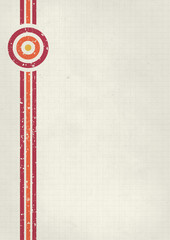 A retro 1970's or 1980's light graphic background design for use as a product, poster or flyer background with orange and red stripes and rings with copy space