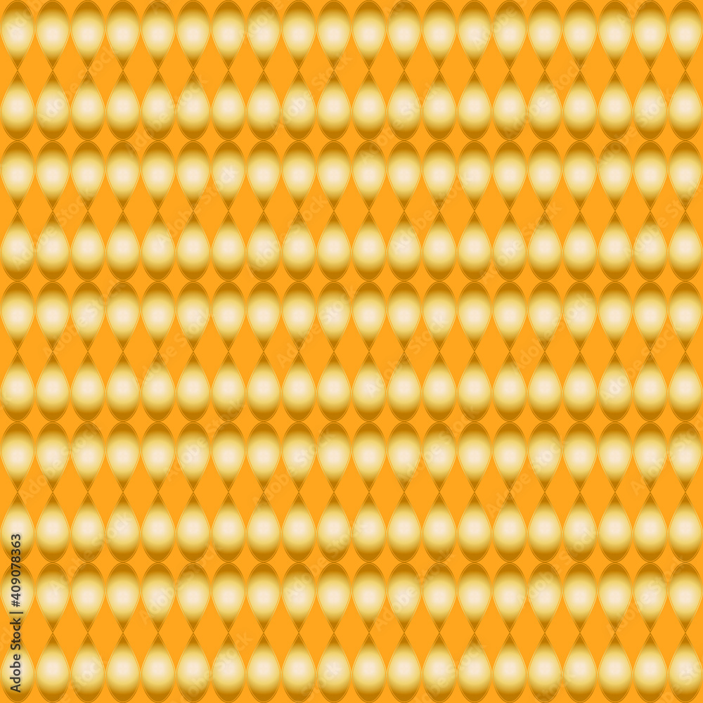 Poster seamless pattern with rhombuses, leaves. golden repeating background. vector graphic.